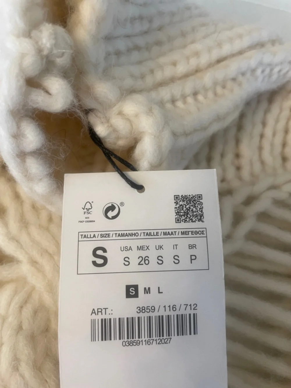 Zara Ivory Open-Stitch Cable Turtleneck Sweater - Picture 2 of 4